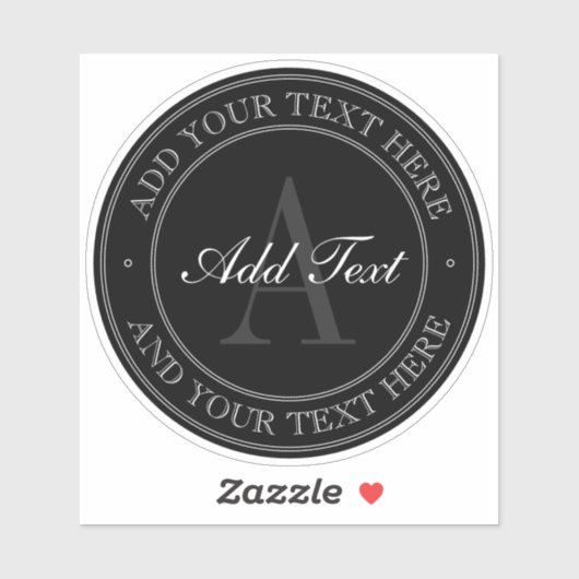 Sticker Élégant gris noir modifiable Texte transparent (Feuille)