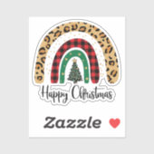 Sticker Elegant Happy Christmas Text Art Tree (Feuille)