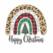 Sticker Elegant Happy Christmas Text Art Tree (Devant)
