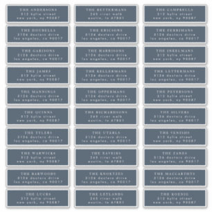 Sticker Elegant Individuel Blue Guest Adresse Mariage
