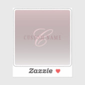 Sticker Élégant lettrage et monogramme | Rose Ombre (Feuille)