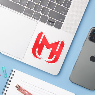 Sticker Élégant M majuscule rouge stylé
