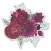 Sticker Elegant Magenta Rose Floral Bouquet (Devant)
