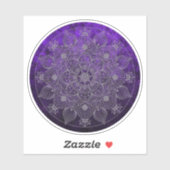 Sticker Élégant Mandala Floral Argent & Violet (Feuille)