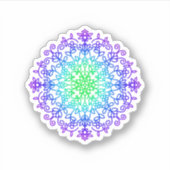 Sticker Elégant mandala turquoise fleuri violet (Devant)