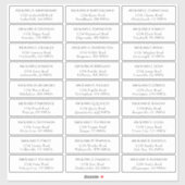 Sticker Elégant Mariage Adresse d'invité (Feuille)