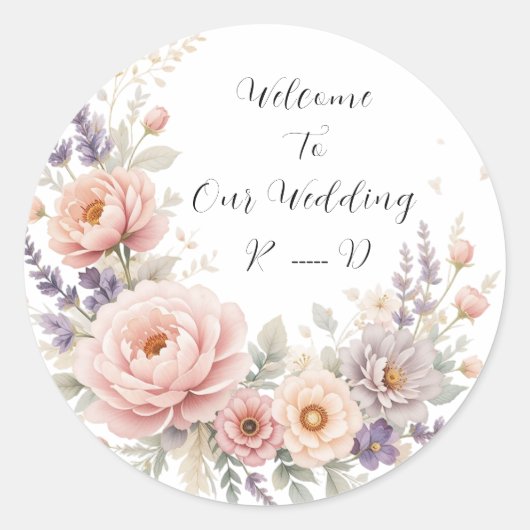 Sticker élégant Mariage Floral avec personnalisati (Devant)