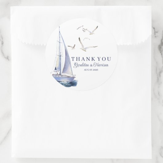 Sticker Elegant Mariage Nautique (Sac)
