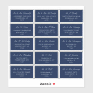 Sticker Elegant Marine & Silver Mariage Adresse individuel