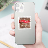 Sticker Elegant Merry Christmas Script White Snowflakes (Téléphone)