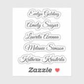 Sticker Elegant mignon nom de script blanc appartient à (Feuille)