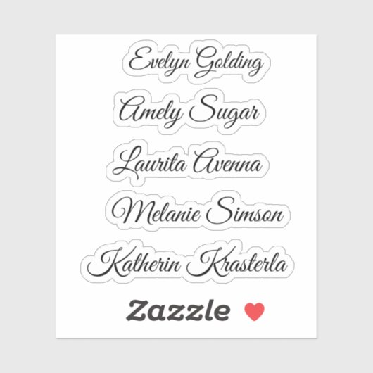 Sticker Elegant mignon nom de script blanc appartient à (Feuille)