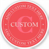 Sticker Élégant Modèle de texte circulaire modifiable roug (Recto)