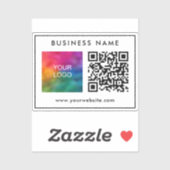 Sticker Élégant Modèle QR Code Texte Logo d'entreprise (Feuille)
