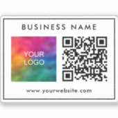 Sticker Élégant Modèle QR Code Texte Logo d'entreprise (Recto)