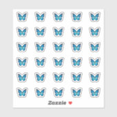 Sticker Élégant Monarque Bleu Papillon Monogramme Initiale (Feuille)