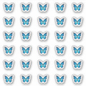 Sticker Élégant Monarque Bleu Papillon Monogramme Initiale (Devant)