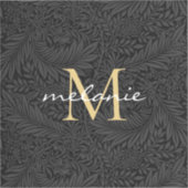 Sticker Élégant Monogramme Floral Or Noir (Recto)