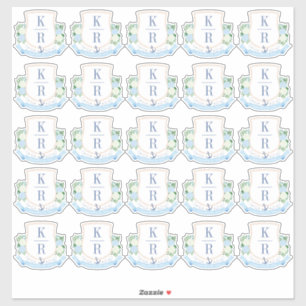 Sticker Élégant Monogramme Mariage côtier