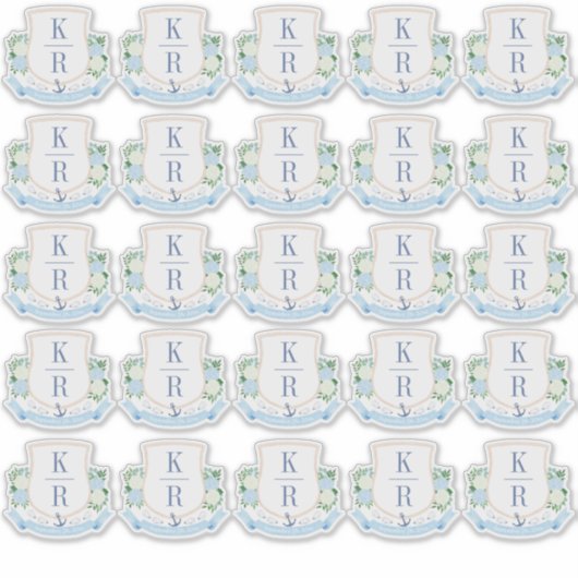 Sticker Élégant Monogramme Mariage côtier (Devant)