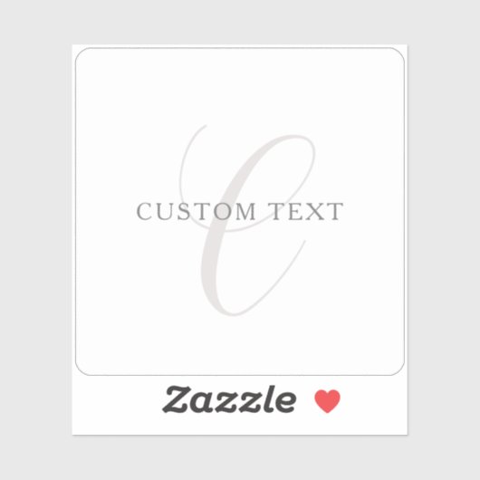 Sticker Élégant Monogramme moderne | Gris et blanc (modifi (Feuille)