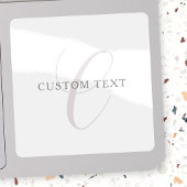 Sticker Élégant Monogramme moderne | Gris et blanc (modifi