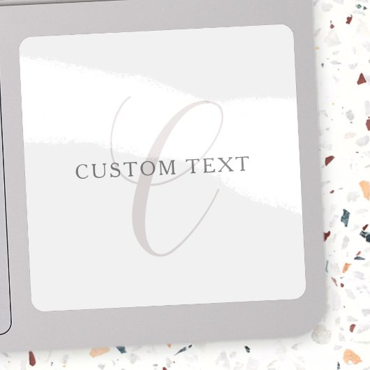 Sticker Élégant Monogramme moderne | Gris et blanc (modifi