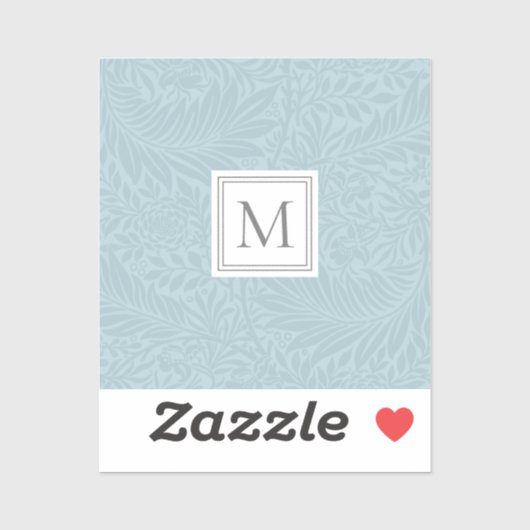 Sticker Élégant Monogramme végétal bleu (Feuille)