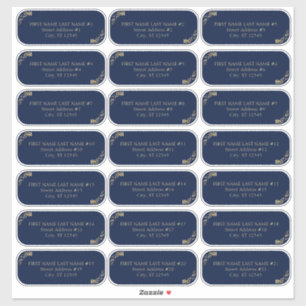 Sticker Elegant Navy Blue and Gold Mariage Adresse d'invit