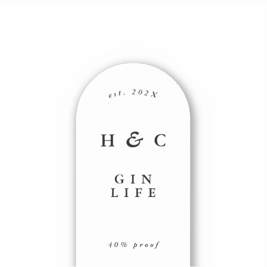 Sticker Elégant Noir & Blanc Moderne Bouteille Gin Wine Ar (Devant)