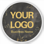 Sticker Élégant Noir Marbre d'Or Entreprise Portable Logo (Devant)