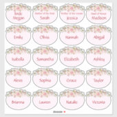 Sticker Élégant nom de Fête des mariées florale Balise Sti (Feuille)