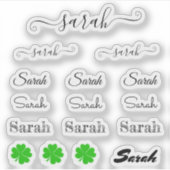 Sticker Élégant nom de script de signature - Sarah /Lucky  (Devant)