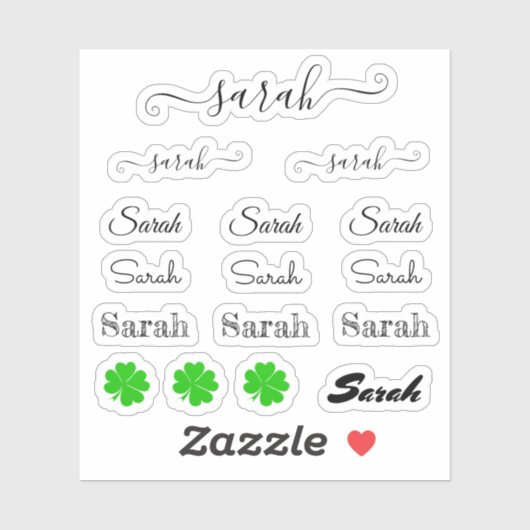 Sticker Élégant nom de script de signature - Sarah /Lucky  (Feuille)