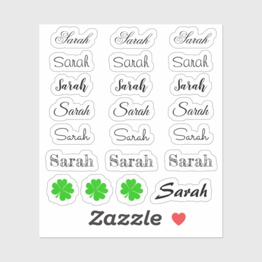 Sticker Élégant nom de script de signature - Sarah /Lucky (Feuille)