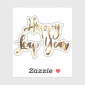 Sticker Elégant or Look Script Festive Joyeux Leap Année (Feuille)