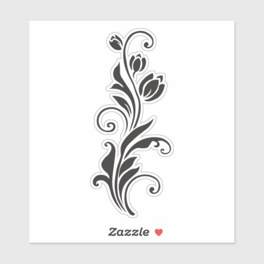 Sticker Elegant Ornamental Floral Flower Art (Feuille)