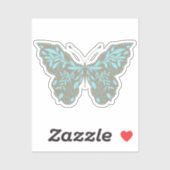 Sticker Elégant papillon botanique Aqua (Feuille)