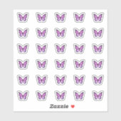 Sticker Élégant Papillon violet Baisers Monogramme Bonbon (Feuille)