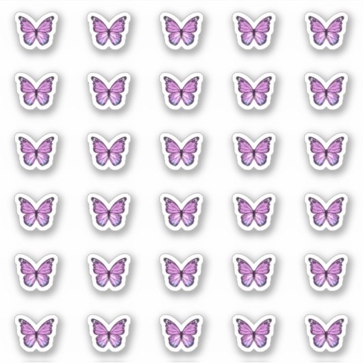 Sticker Élégant Papillon violet Baisers Monogramme Bonbon (Devant)