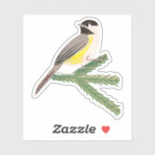 Sticker élégant pour oiseau-poule jaune et vert (Feuille)