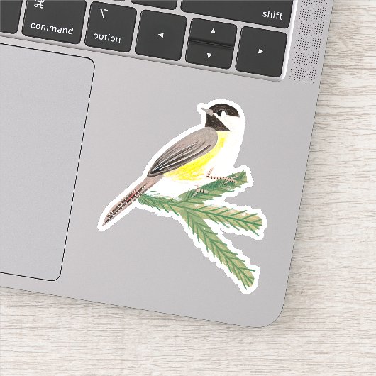 Sticker élégant pour oiseau-poule jaune et vert (Détail)