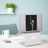 Sticker Elegant Red Wine Glass & Bottle. Black Background (Ordinateur portable sur le bureau)