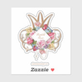 Sticker Élégant Rose Saint Rosaire Marian Monogramme (Feuille)