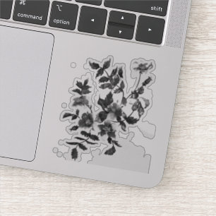 Sticker Elégant roses noir blanc aquarelle