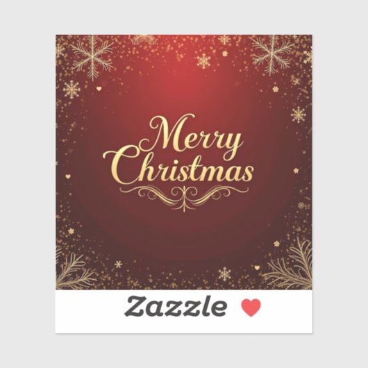 Sticker Elégant Rouge et Or Joyeux Design de Noël (Feuille)