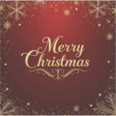 Sticker Elégant Rouge et Or Joyeux Design de Noël (Devant)