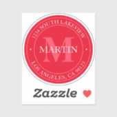 Sticker Élégant rouge moderne (Feuille)