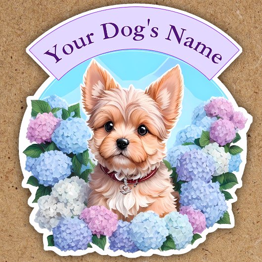 Sticker Élégant ruban violet, cadre fleuri Yorkshire