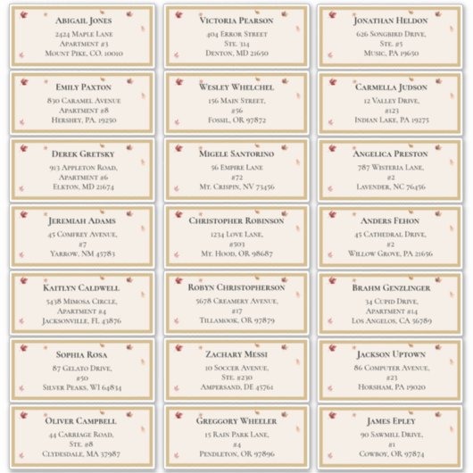 Sticker Elegant Rustic Fall Beige Mariage Adresse d'hôte (Devant)